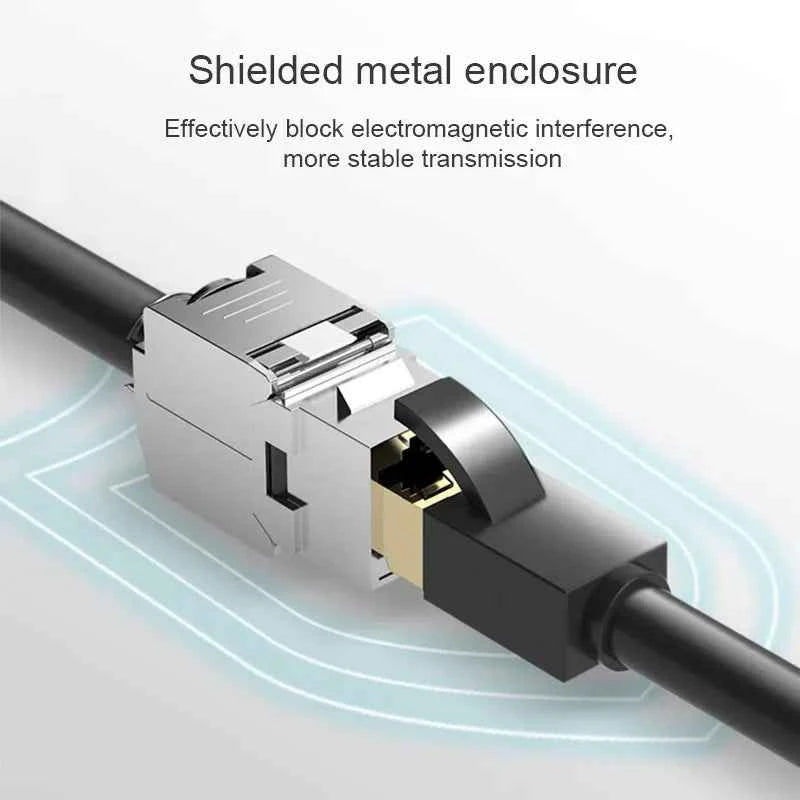 ONTi RJ45 CAT8 Tool-Less STP Shielded Keystone Jack Module,Self-Locking Cat7 CAT6A CAT6 CAT5E Zinc Alloy Network Coupler Adapter