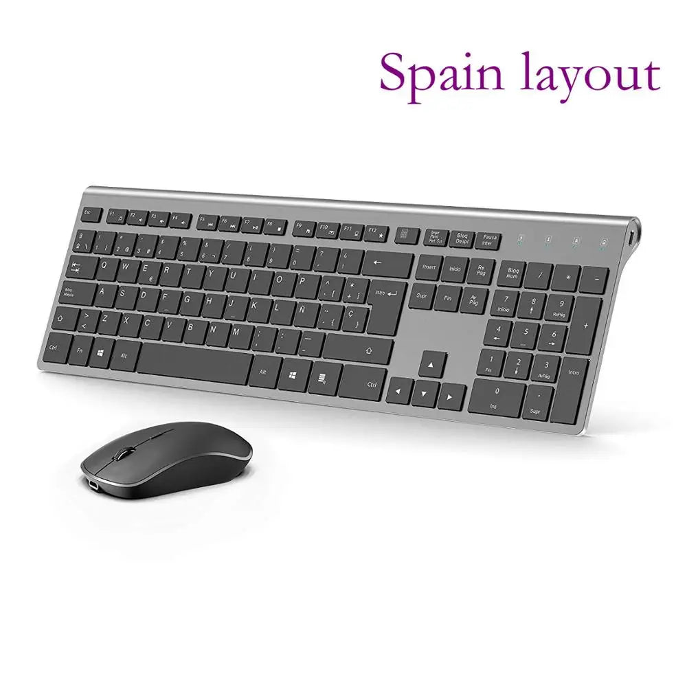 Wireless Keyboard and Mouse Combination, 2.4 Gigahertz Stable Connection Rechargeable Battery, UK/France/Korean/Spain/US Layout