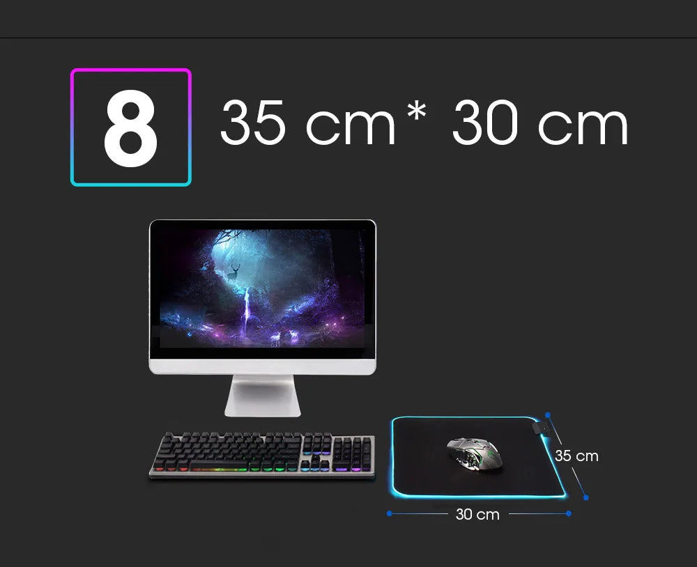 LED Light Mousepad RGB Keyboard Cover Desk-mat Colorful Surface Mouse Pad Waterproof Multi-size World Computer Gamer CS Dota