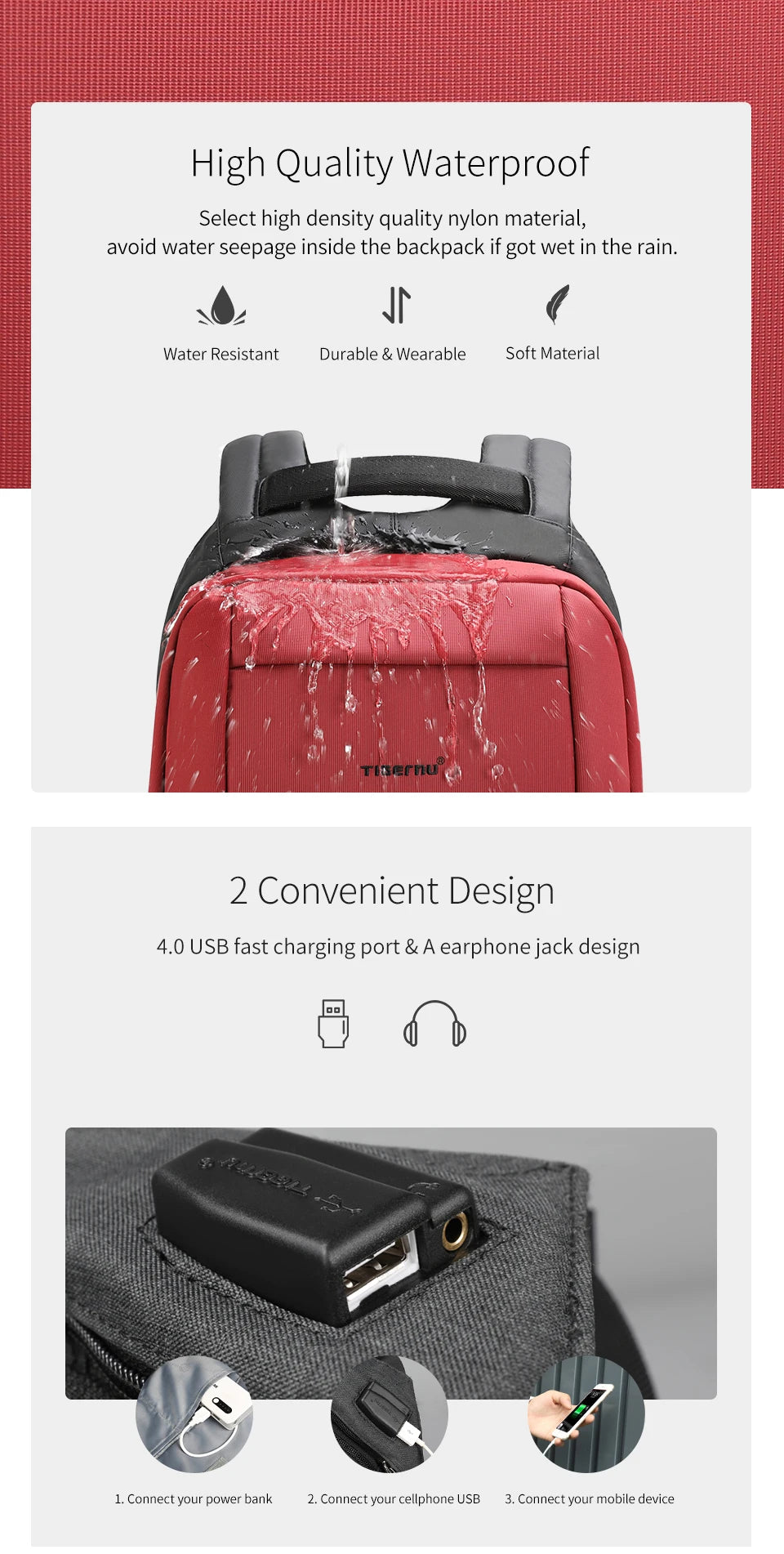 Tigernu Waterproof Anti Theft Female Mochila 15.6inch Laptop Backpack USB Backpacks Fashion Travel School Bag Backpack For Women