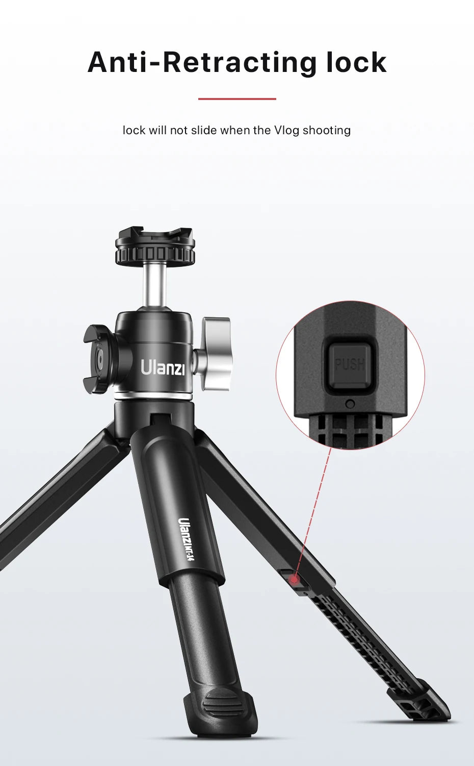 Ulanzi U-Vlog Lite Extendable Tripod Dual Cold Shoe Ball Head Volg Tripod for Smartphone Sony Canon Nikon DSLR Camera