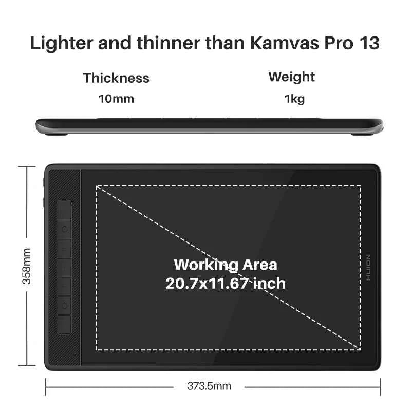 13.3 Inch HUION Graphics Tablet Kamvas Pro 13 2.5K Screen Display 145% SRGB Drawing Pen Tablet Monitor with Adjustable Stand