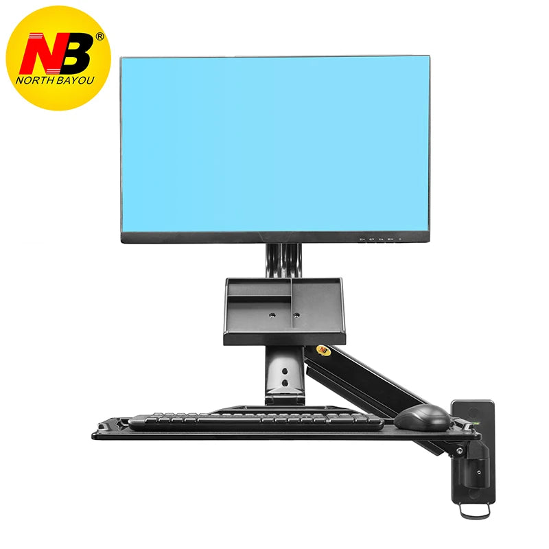 NB D32 MB32 Computer Sit-stand Work Station Wall Mounted Lifting Monitor Bracket With Keyboard Plate Gas Spring