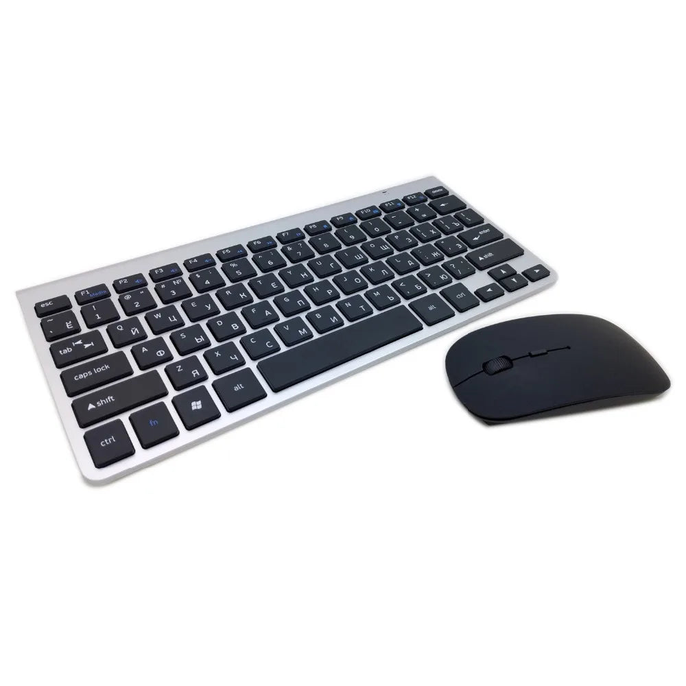 Russian Keyboard Ultra-Thin Wireless Keyboard Mouse Combo 2.4G Wireless Mouse for Apple Keyboard Style Mac Win XP/7/8/10 Tv Box