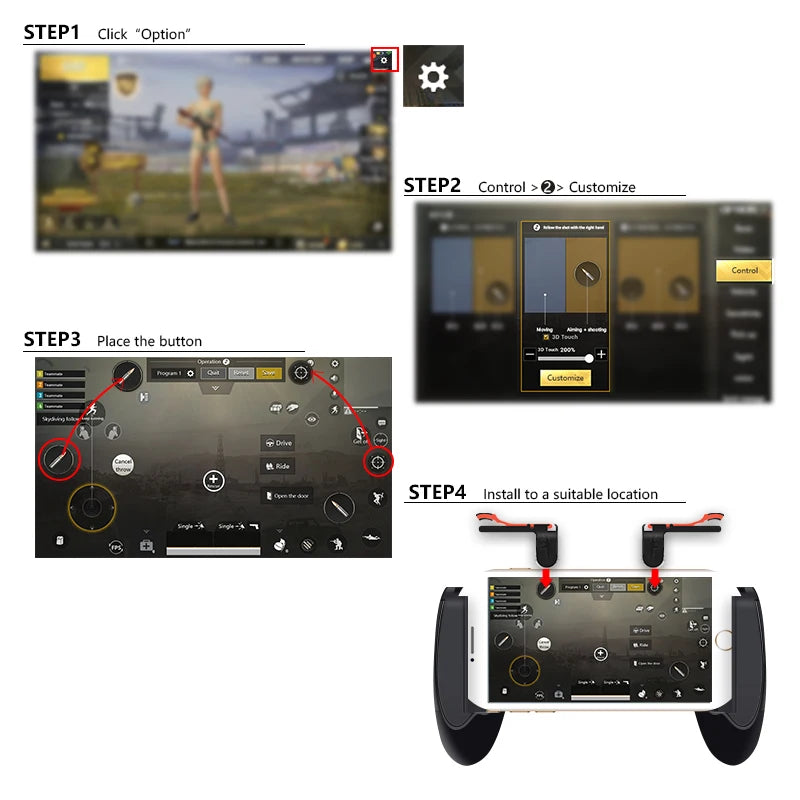 For Phone L1R1 Grip with Joystick / Trigger L1r1 Fire Buttons For iPhone 8 Android IOS Mobile Gamepad For Pubg Controller Holder