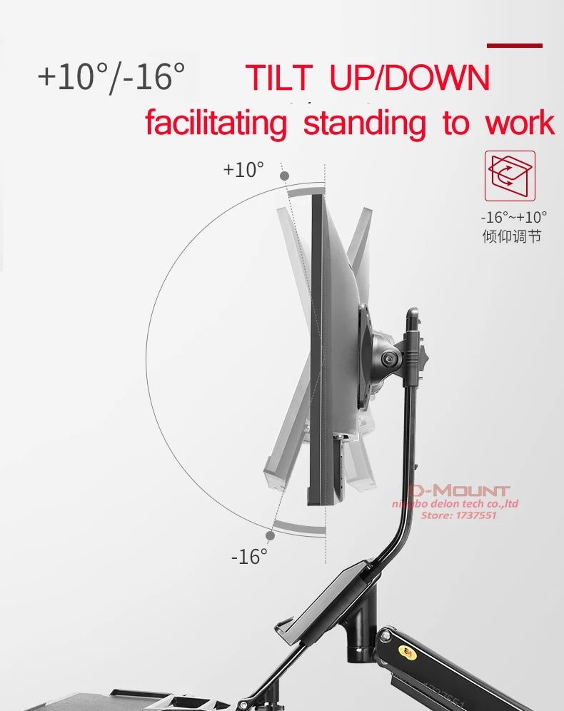 NB D32 MB32 Computer Sit-stand Work Station Wall Mounted Lifting Monitor Bracket With Keyboard Plate Gas Spring