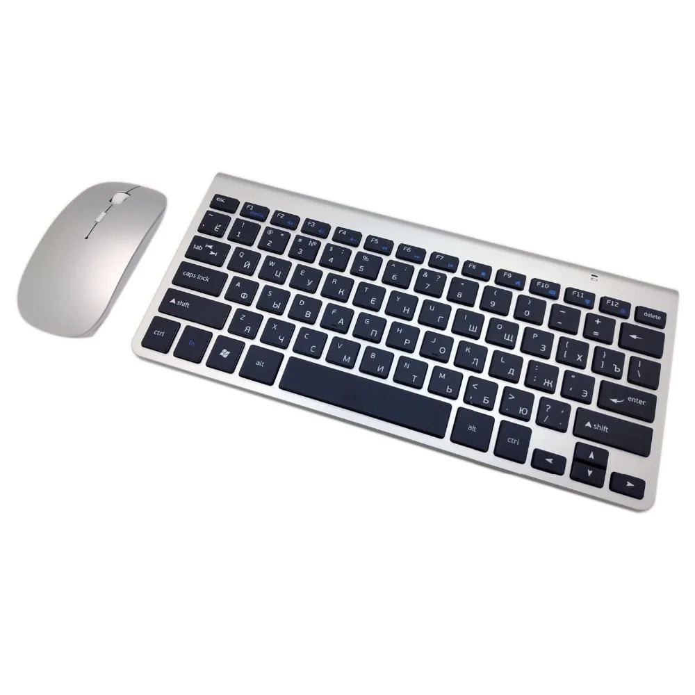 Russian Keyboard Ultra-Thin Wireless Keyboard Mouse Combo 2.4G Wireless Mouse for Apple Keyboard Style Mac Win XP/7/8/10 Tv Box