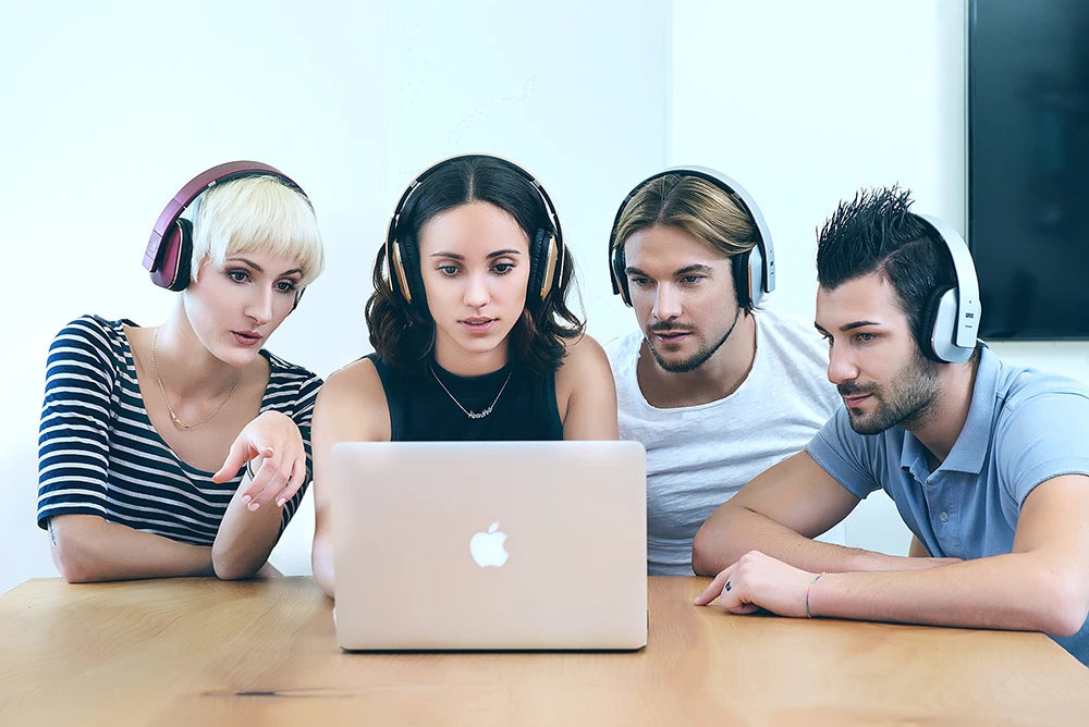 August EP650 Bluetooth Wireless Headphones with Mic/Multipoint/NFC Over Ear Bluetooth 4.2 Stereo Music aptX Headset for TV,Phone