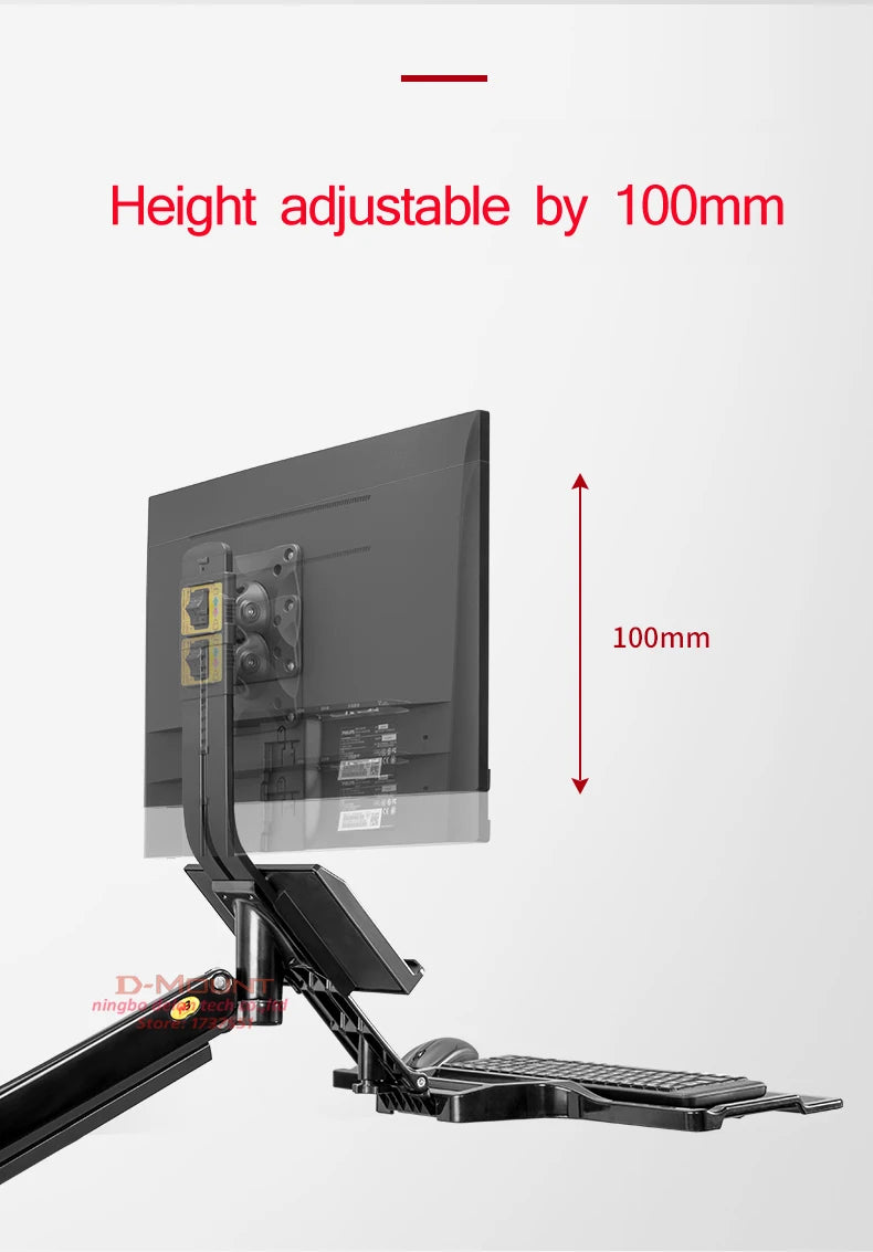 NB D32 MB32 Computer Sit-stand Work Station Wall Mounted Lifting Monitor Bracket With Keyboard Plate Gas Spring