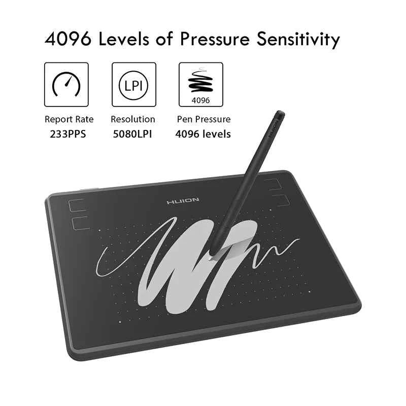HUION Inspiroy H430P Drawing Tablet 4.8x3 Graphic Tablet with Battery-Free Stylus 4 Hot Keys, Art Tablet for Drawing Writing