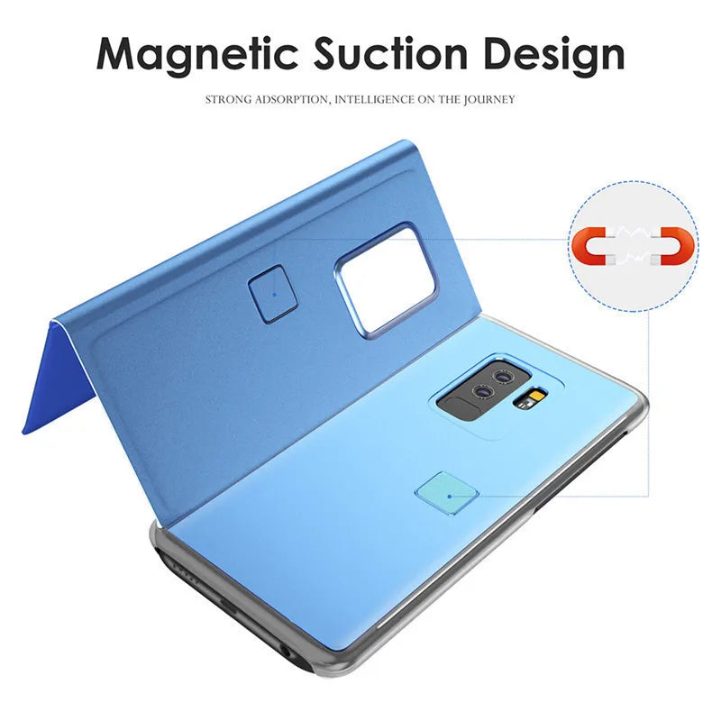 For Samsung Galaxy S24 Ultra 5G Case View Mirror Flip Stand Phone Case For Samsung S24 + Plus S 24 Ultra Shockproof Back Cover