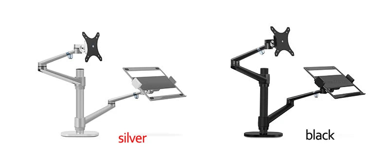 OL-3L Aluminum Silver Ergonomics 10'-17' Desk Laptop Stand 32' Monitor Desktop Bracket Computer Mount Full Motion Column Bar