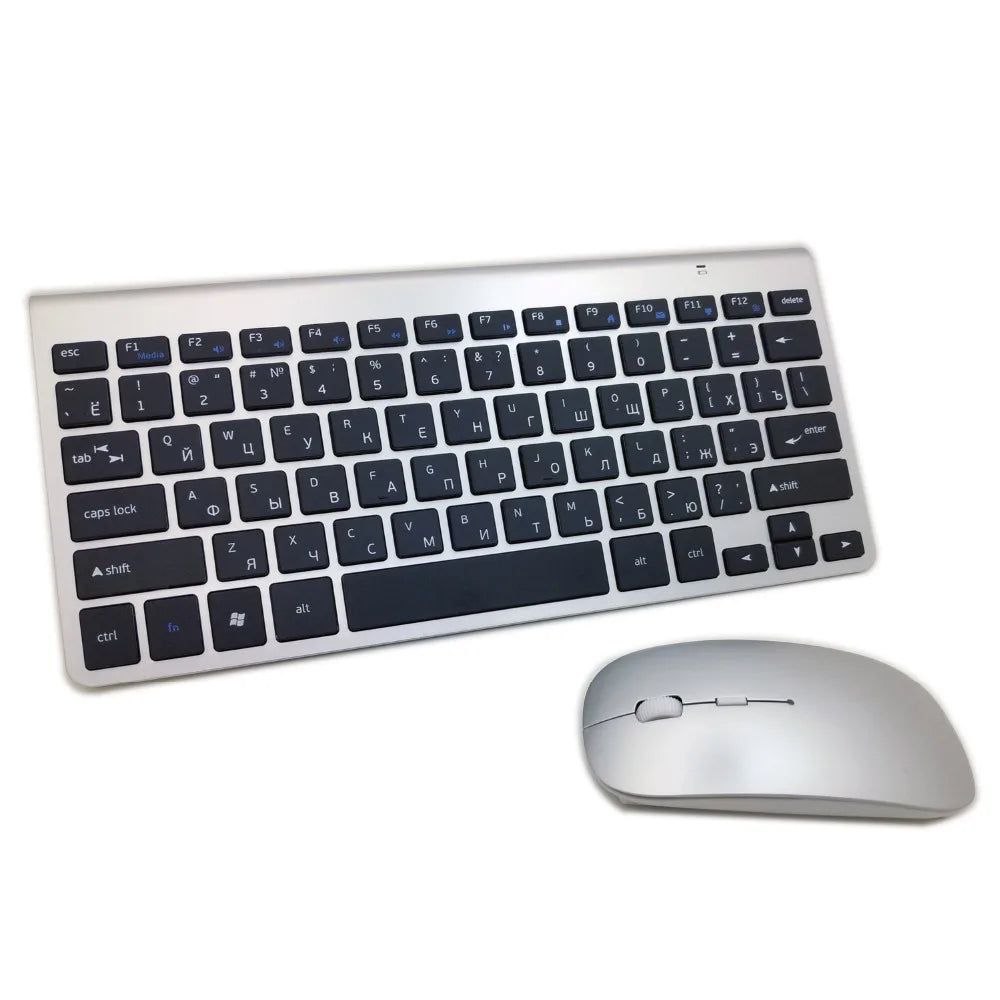 Russian Keyboard Ultra-Thin Wireless Keyboard Mouse Combo 2.4G Wireless Mouse for Apple Keyboard Style Mac Win XP/7/8/10 Tv Box