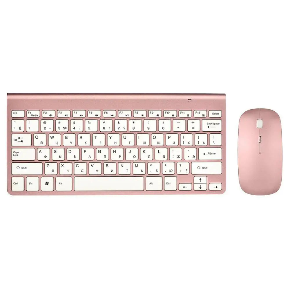 Russian Keyboard Ultra-Thin Wireless Keyboard Mouse Combo 2.4G Wireless Mouse for Apple Keyboard Style Mac Win XP/7/8/10 Tv Box