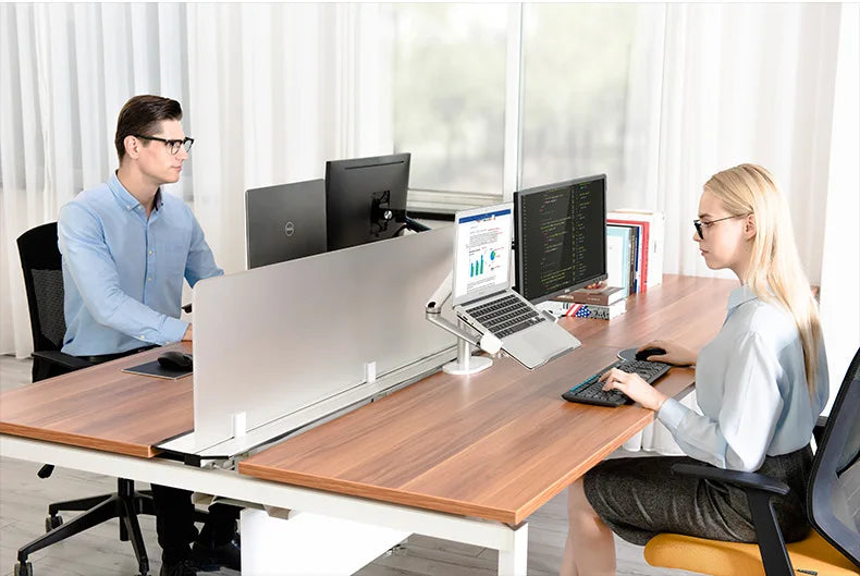 OL-3L Aluminum Silver Ergonomics 10'-17' Desk Laptop Stand 32' Monitor Desktop Bracket Computer Mount Full Motion Column Bar