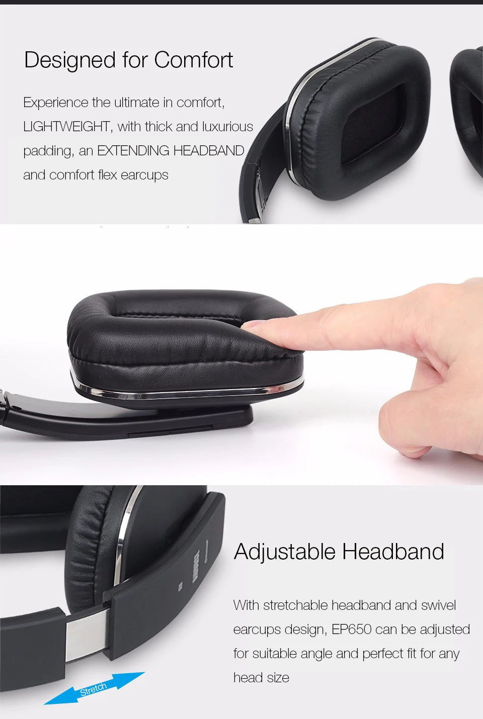 August EP650 Bluetooth Wireless Headphones with Mic/Multipoint/NFC Over Ear Bluetooth 4.2 Stereo Music aptX Headset for TV,Phone