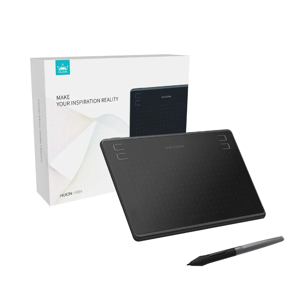 Huion HS64 Graphics Tablet 6x4 Inch Ultrathin Tablet for Beginner Drawing 4 Customized Press Keys, Android Phone Easy Connection