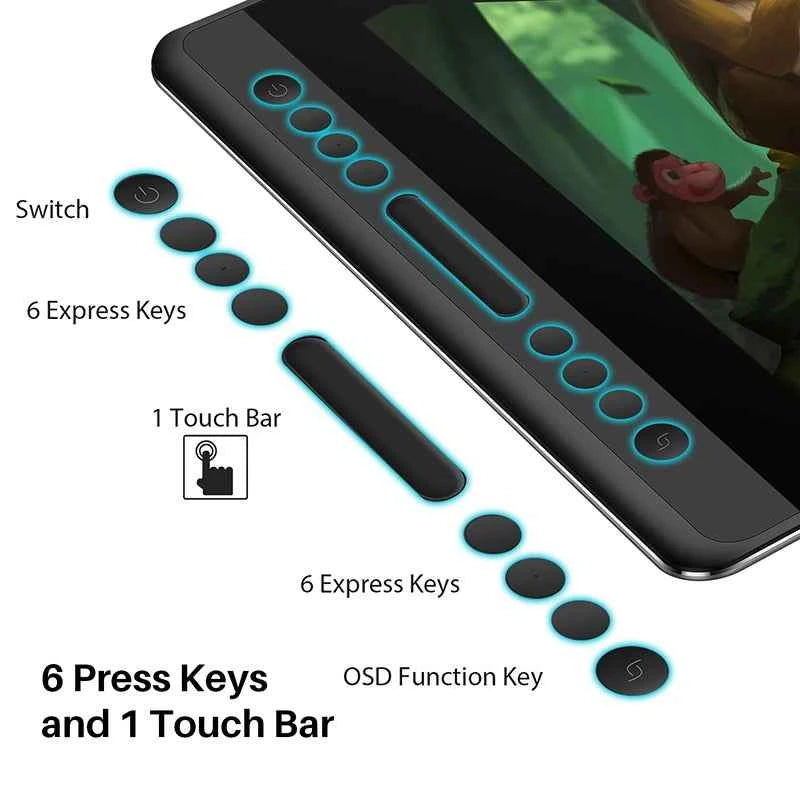 HUION Kamvas Pro 16 Graphics Tablet Display 120%sRGB Drawing Pen Tablet Monitor 8192 Levels Tilt Function Stylus Shortcut Keys