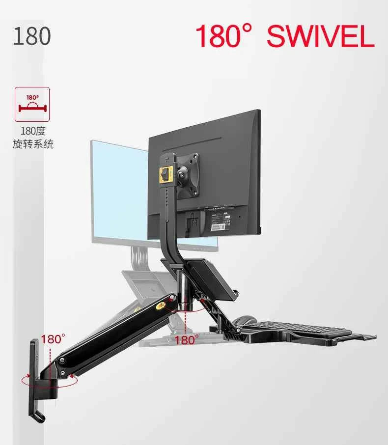 NB D32 MB32 Computer Sit-stand Work Station Wall Mounted Lifting Monitor Bracket With Keyboard Plate Gas Spring