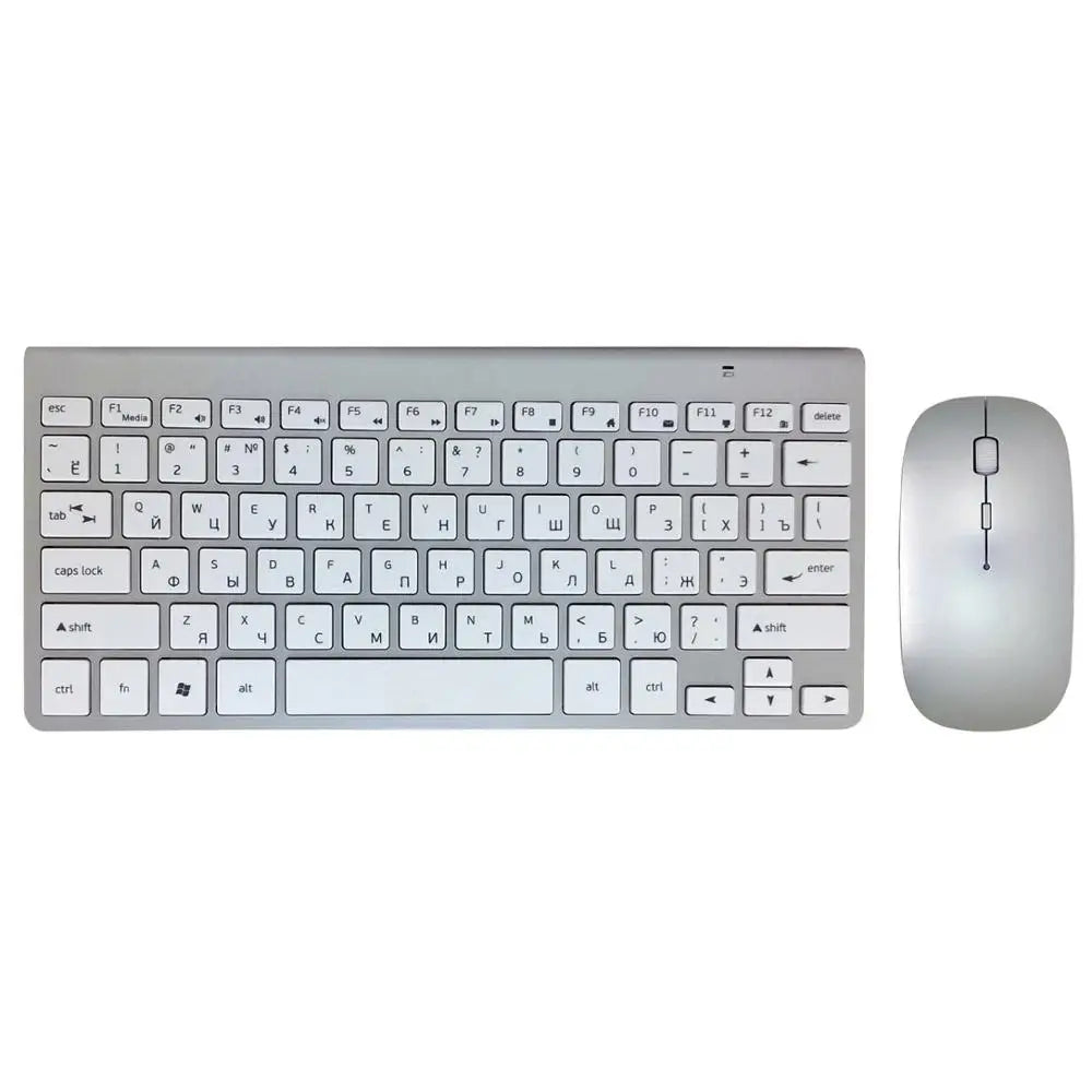 Russian Keyboard Ultra-Thin Wireless Keyboard Mouse Combo 2.4G Wireless Mouse for Apple Keyboard Style Mac Win XP/7/8/10 Tv Box