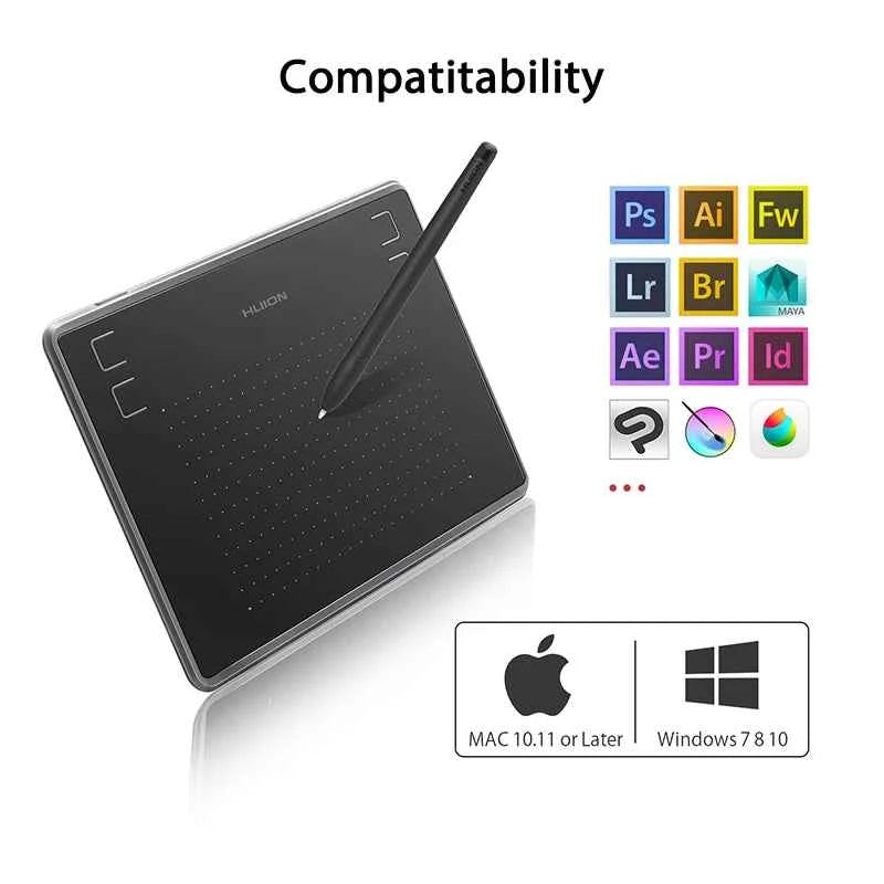 HUION Inspiroy H430P Drawing Tablet 4.8x3 Graphic Tablet with Battery-Free Stylus 4 Hot Keys, Art Tablet for Drawing Writing