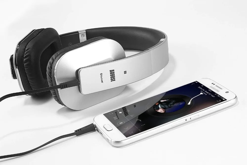 August EP650 Bluetooth Wireless Headphones with Mic/Multipoint/NFC Over Ear Bluetooth 4.2 Stereo Music aptX Headset for TV,Phone
