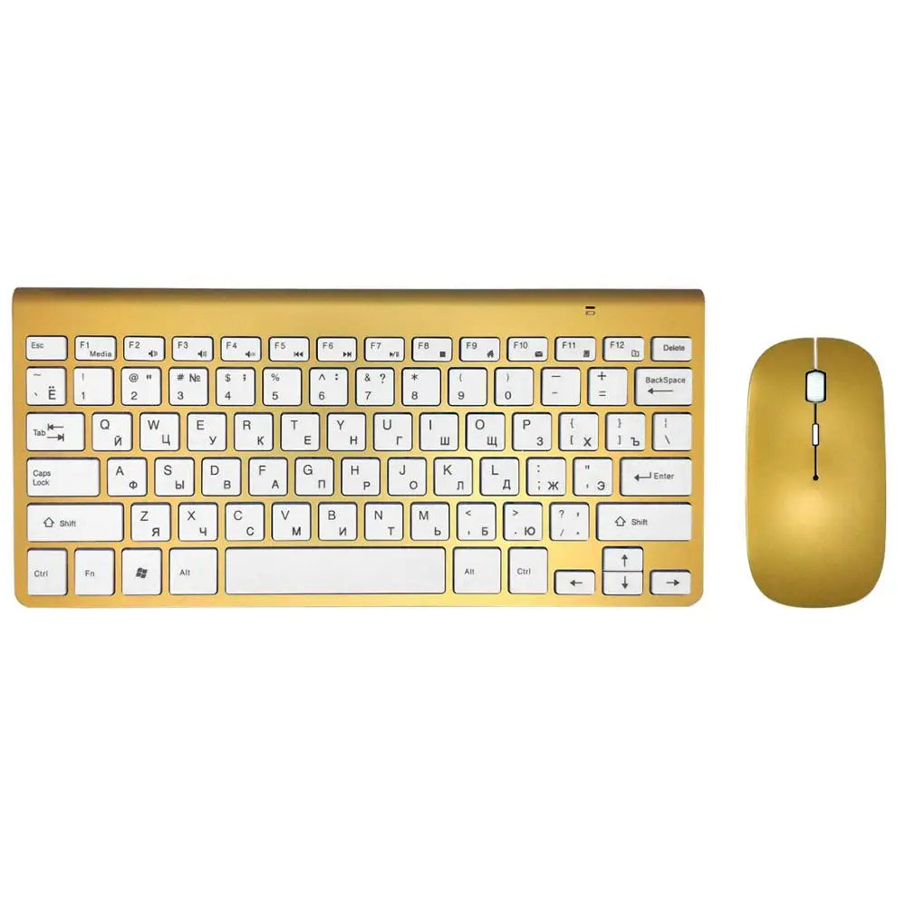 Russian Keyboard Ultra-Thin Wireless Keyboard Mouse Combo 2.4G Wireless Mouse for Apple Keyboard Style Mac Win XP/7/8/10 Tv Box