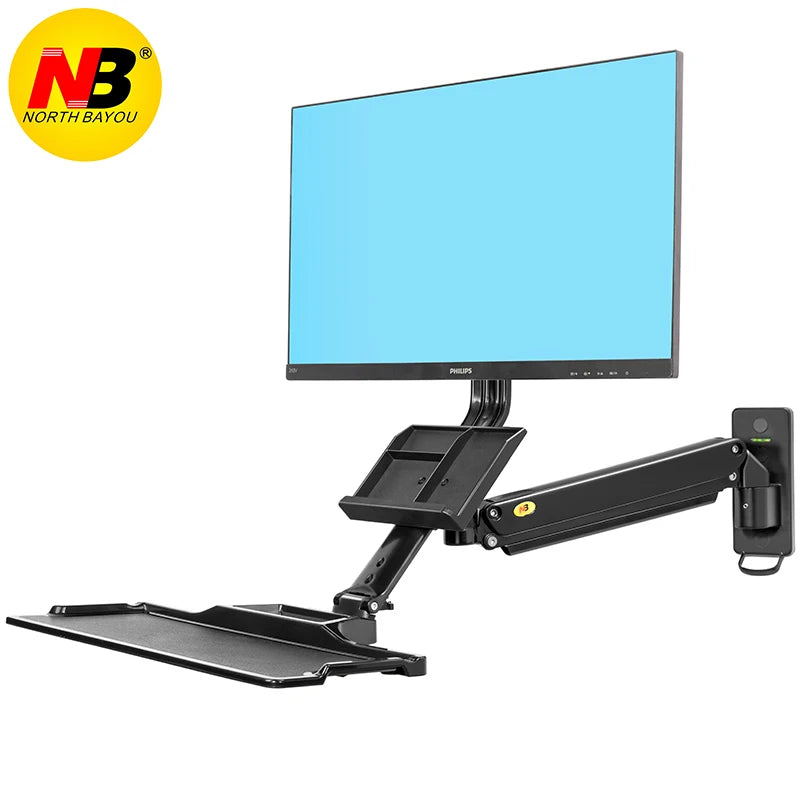 NB D32 MB32 Computer Sit-stand Work Station Wall Mounted Lifting Monitor Bracket With Keyboard Plate Gas Spring