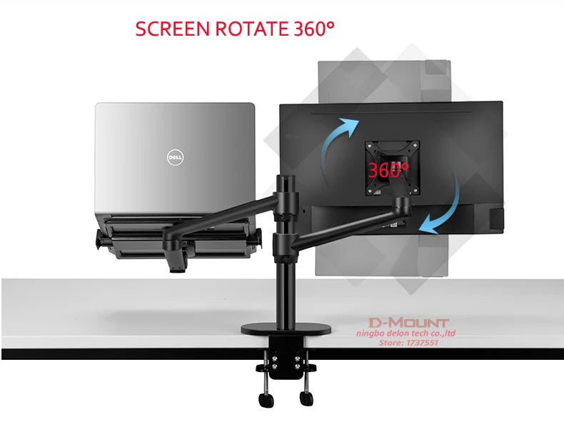 OL-3L Aluminum Silver Ergonomics 10'-17' Desk Laptop Stand 32' Monitor Desktop Bracket Computer Mount Full Motion Column Bar