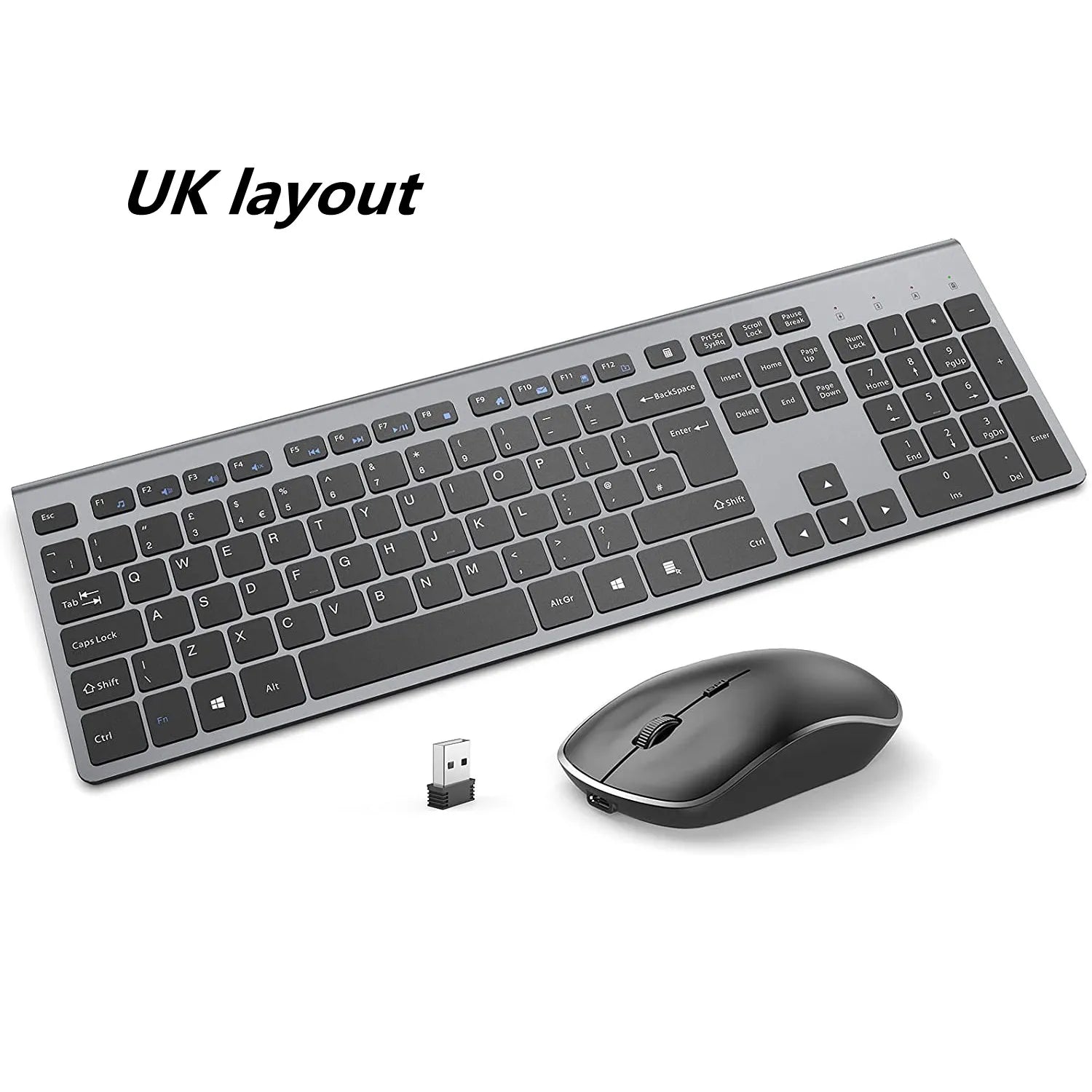 Wireless Keyboard and Mouse Combination, 2.4 Gigahertz Stable Connection Rechargeable Battery, UK/France/Korean/Spain/US Layout