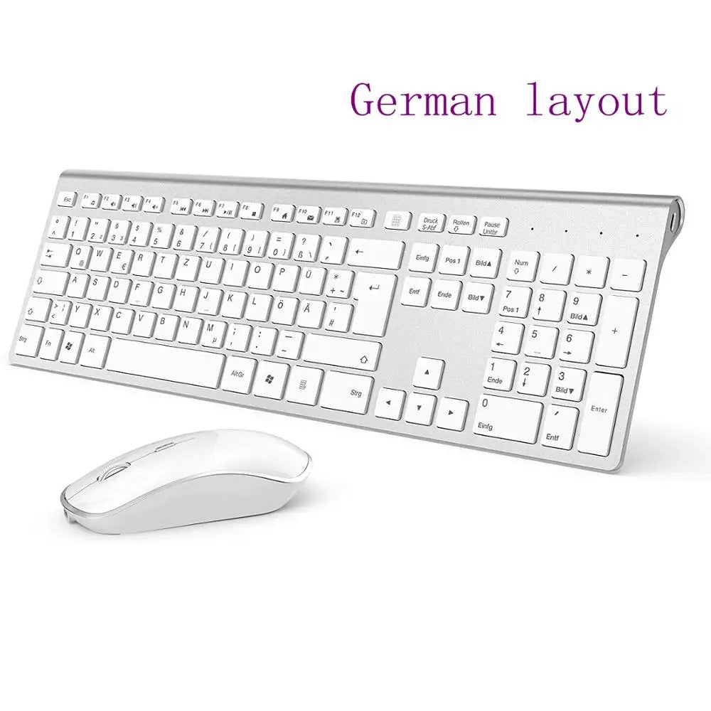 Wireless Keyboard and Mouse Combination, 2.4 Gigahertz Stable Connection Rechargeable Battery, UK/France/Korean/Spain/US Layout