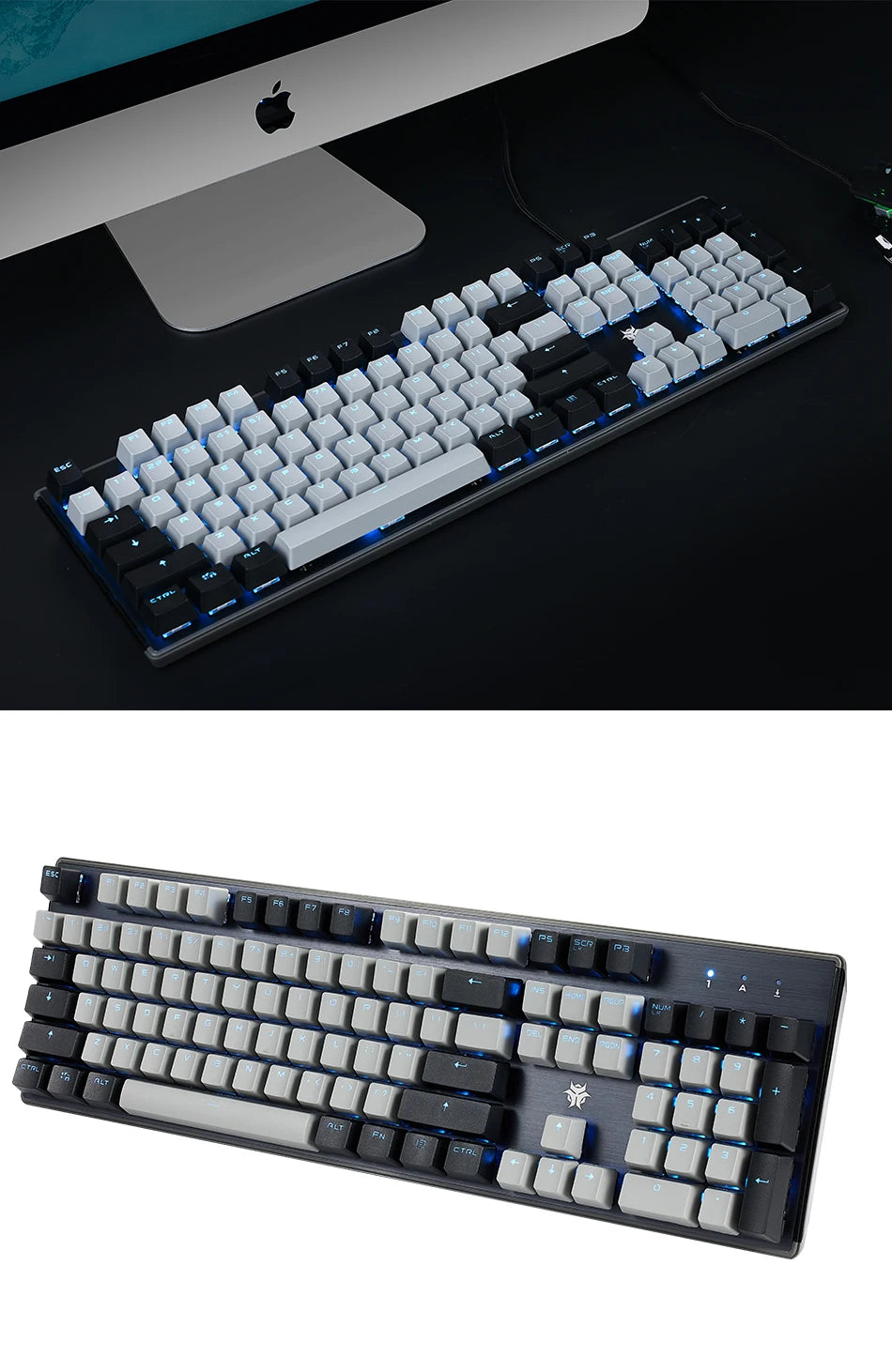 HEXGEARS GK715S Mechanical Keyboard 104key PBT Keycaps Kailh Red Switch Hot Swap White Backlight Gaming Keyboard And Job Typing