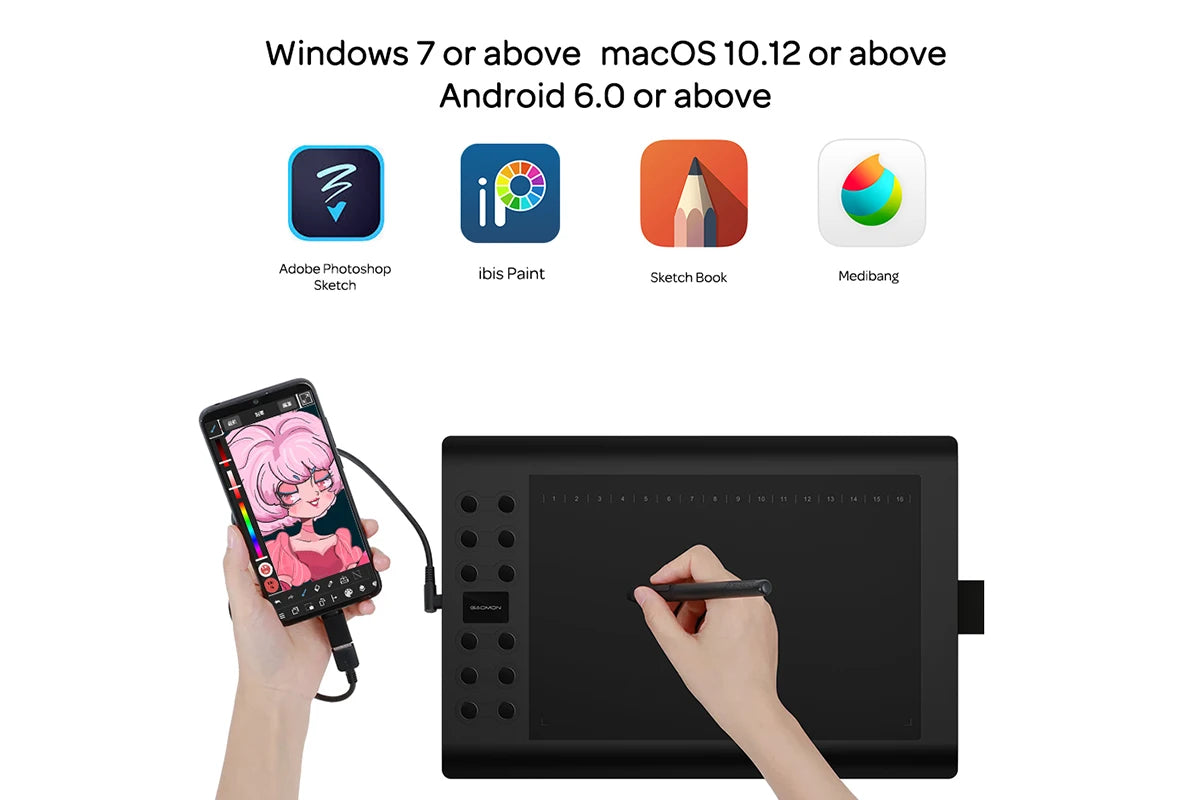 Gaomon Graphics Tablet M106K Pro 10*6.25 Inch Drawing Tablet 8192 Levels Battey-Free Stylus 28 Press Keys, Support Android Phone