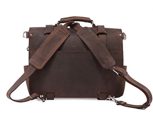Vintage Crazy Horse Genuine Leather Men Briefcase Business Bag Large Leather Briefcase Male 15.6