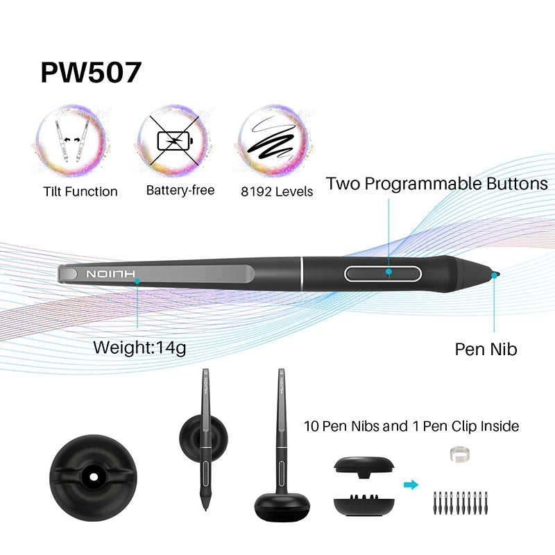 HUION Kamvas Pro 16 Graphics Tablet Display 120%sRGB Drawing Pen Tablet Monitor 8192 Levels Tilt Function Stylus Shortcut Keys