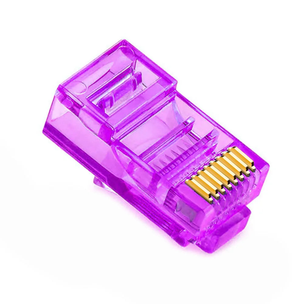 OULLX 6U RJ45 Ethernet Plug Gold Plated Cat5e Jack UTP Module Plug Network Connector RJ-45 Crystal Heads Cat5 Multicolor Cable