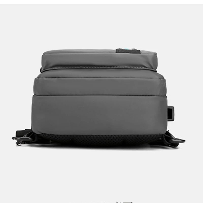 Men Small Backpack Chest Pack Shoulder Bag with USB Charging Port Travel Male Waterproof Nylon Sling Messenger Cross body Bags