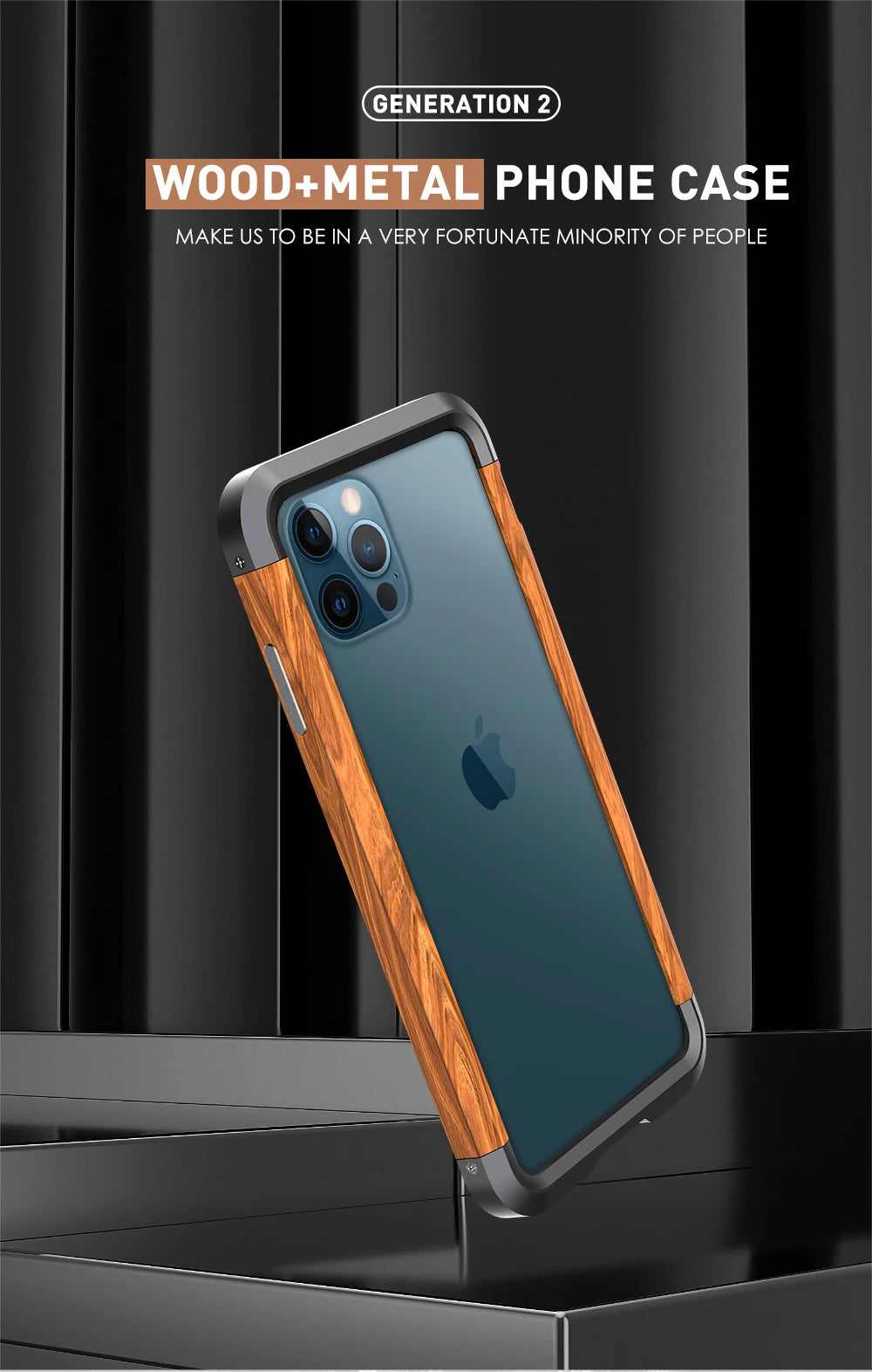 High Quality Natural Wood Phone Case for iPhone 14 13 12 11 Pro Max Mini XR XS Max X 7 8 SE Aluminum Metal+Wood Bumper Cover