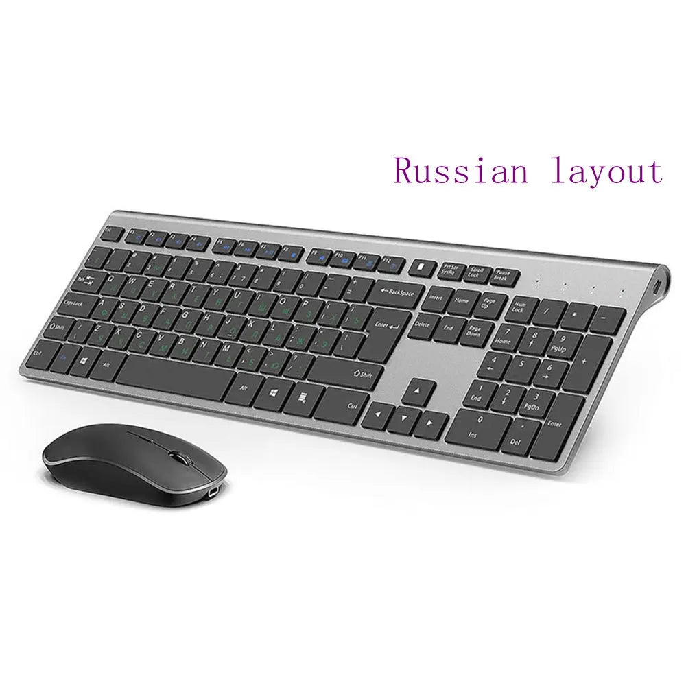 Wireless Keyboard and Mouse Combination, 2.4 Gigahertz Stable Connection Rechargeable Battery, UK/France/Korean/Spain/US Layout