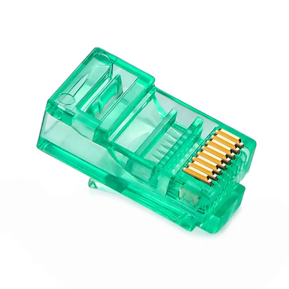OULLX 6U RJ45 Ethernet Plug Gold Plated Cat5e Jack UTP Module Plug Network Connector RJ-45 Crystal Heads Cat5 Multicolor Cable