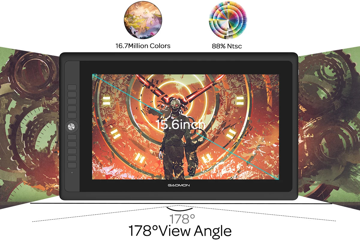 GAOMON PD156PRO Graphics Tablet Display for Drawing 15.6” Full-Laminated IPS HD Screen with 8192 Levels Battery-Free Pen