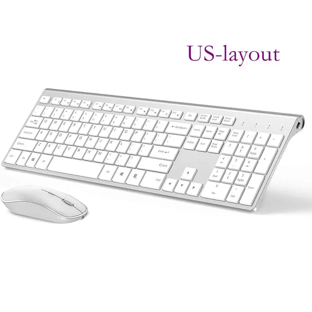 Wireless Keyboard and Mouse Combination, 2.4 Gigahertz Stable Connection Rechargeable Battery, UK/France/Korean/Spain/US Layout