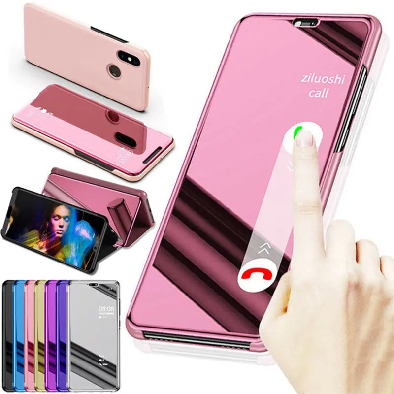 For Samsung Galaxy S24 Ultra 5G Case View Mirror Flip Stand Phone Case For Samsung S24 + Plus S 24 Ultra Shockproof Back Cover
