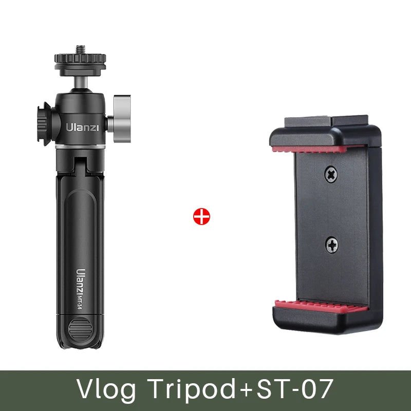 Ulanzi Mini Vlog Tripod Dual Cold Shoe Ballhead for Microphone LED Light Extend Smartphone Tripod for Sony A6400 Photography kit