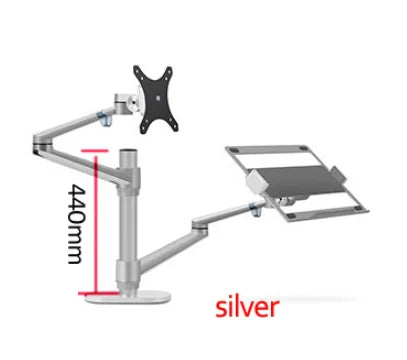 OL-3L Aluminum Silver Ergonomics 10'-17' Desk Laptop Stand 32' Monitor Desktop Bracket Computer Mount Full Motion Column Bar