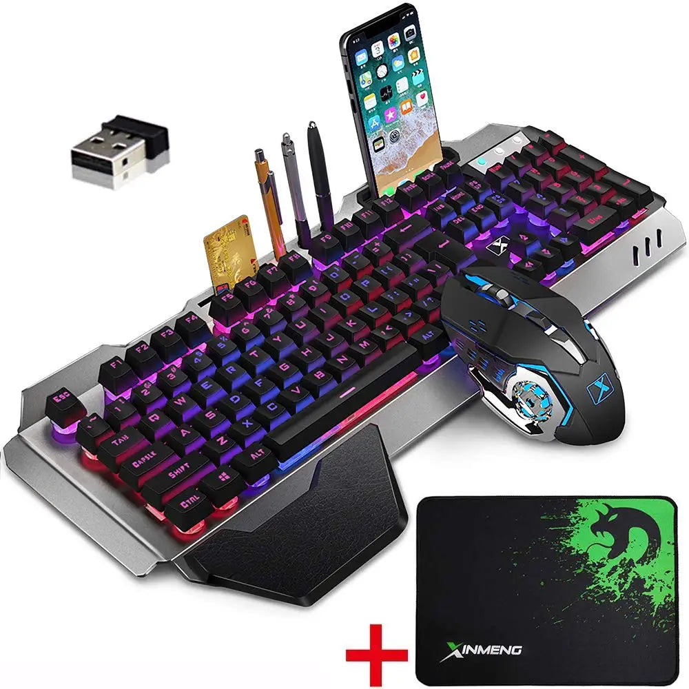 MAMBASNAKE K680 Wireless Rechargeable Keyboard Mouse Set 3800mAh Large Capacity Rainbow Backlit for Laptop Pc PS4 PS5 Xbox
