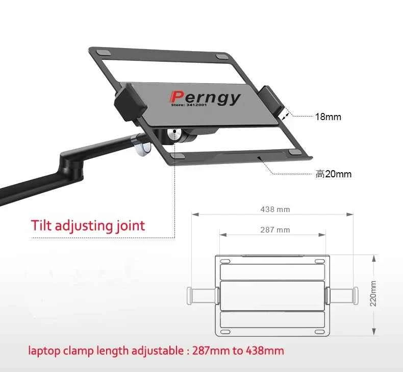 OL-3L Aluminum Silver Ergonomics 10'-17' Desk Laptop Stand 32' Monitor Desktop Bracket Computer Mount Full Motion Column Bar