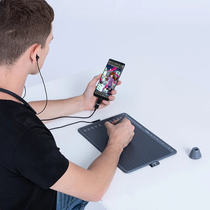 HUION HS611 Drawing Tablet Battery-free Graphic Tablet Three Colors Tilt Support Touch Bar and Express Keys
