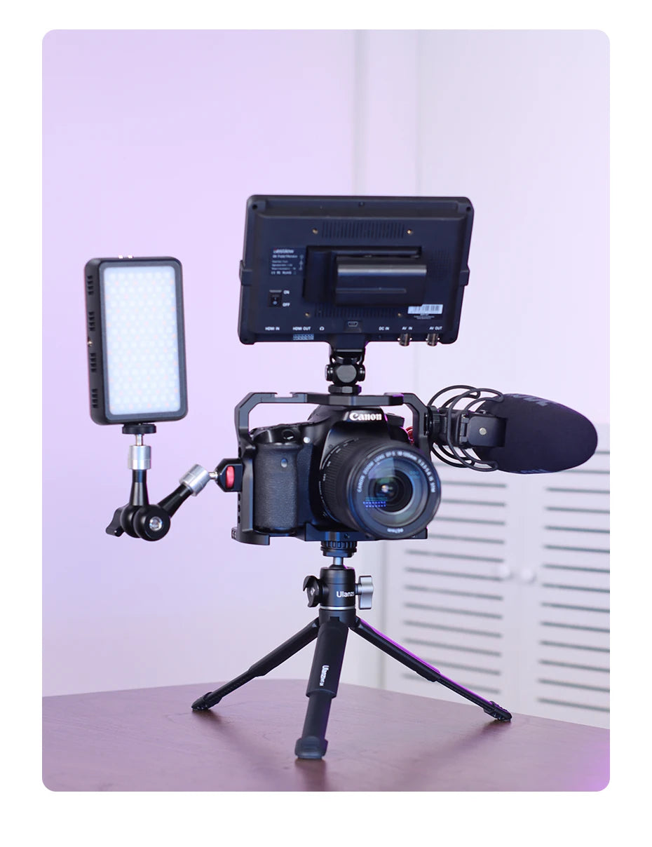 Ulanzi Mini Vlog Tripod Dual Cold Shoe Ballhead for Microphone LED Light Extend Smartphone Tripod for Sony A6400 Photography kit