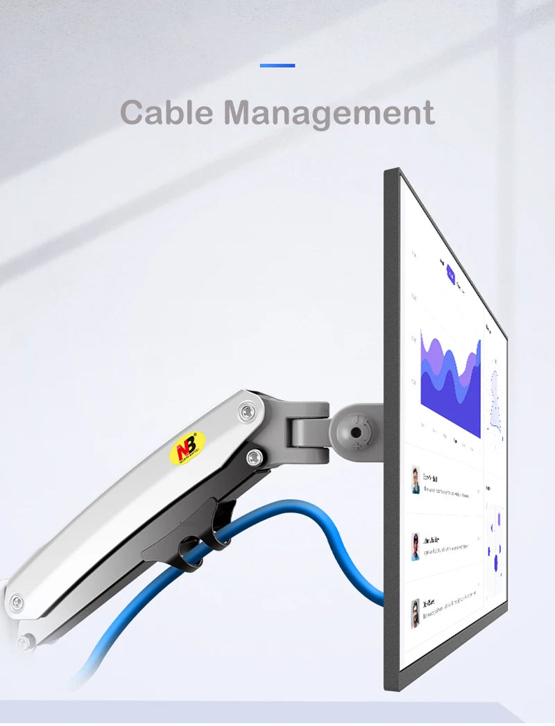 NB H180 Double Monitor Desk Holder Arm Gas Spring Full Motion 17'-27' LCD TV Mount Ergonomic Dual Arm Clamp Bracket 2-9kgs Each